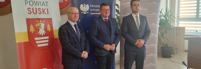 Briefing w Suchej Beskidzkiej po podpisaniu umowy na budowę wiaduktu w Lachowicach, fot Dorota Szalacha