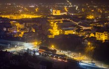 Szlifowanie szyn w Nowym Sączu, widok z lotu ptaka, fot. Łukasz Hachuła (1)