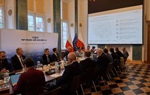Spotkanie Piotra Wyborskiego, prezesa zarządu Polskich Linii Kolejowych S.A. z przedstawicielami siedmiu spółek zależnych.